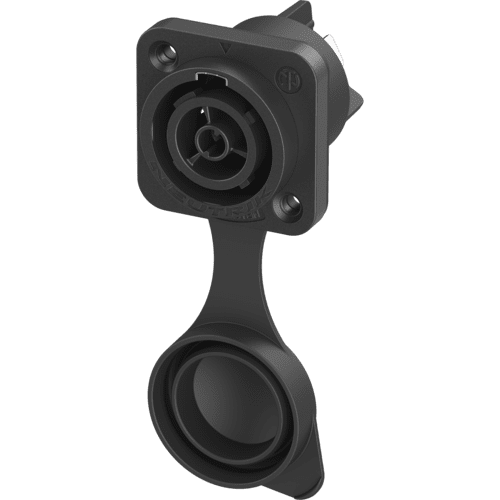 Picture of powerCON TRUE1 paneelmontage+kap 2 pin + aarde bus tab 6,3x0,8mm
